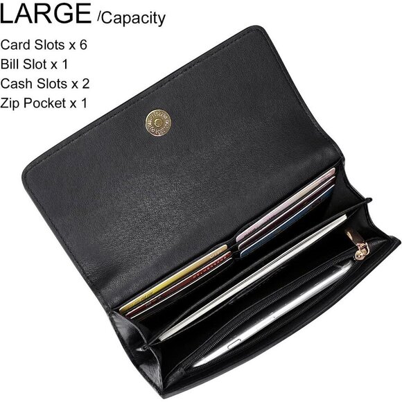 ⭐Women Leather Wallet Embossed Crocodile Clutch Card Holder Organizer - Picture 3 of 8